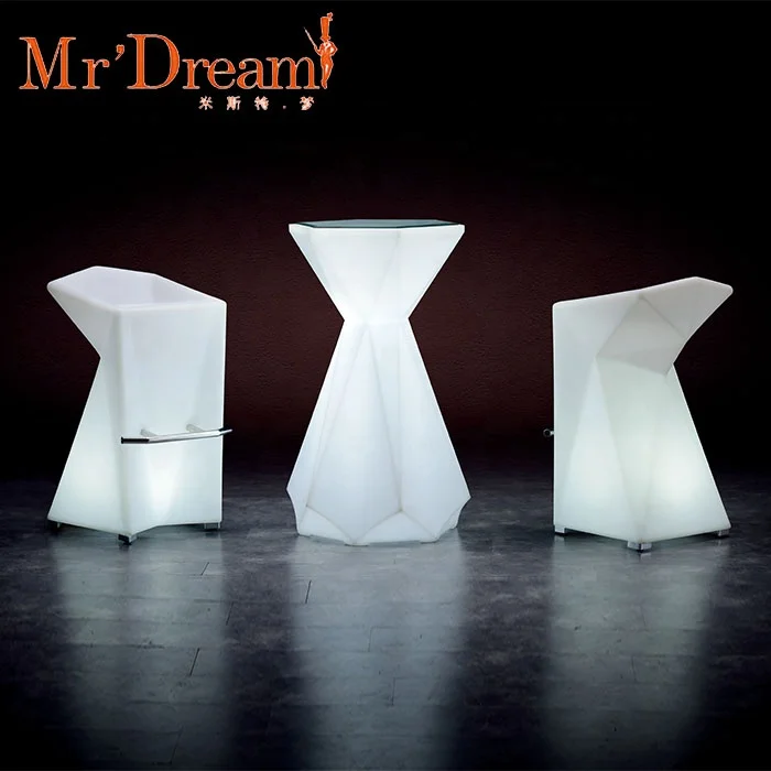 Remote Control Outdoor Party Event Modern Foshan Industrial Plastic Light Up Led Bar Stool