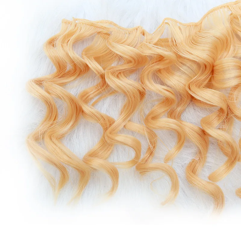 high temperature heat resistant doll wigs gold brown hair for 1/3 1/4 1/6 BJD diy hair styling doll curly wave doll hair 15cm