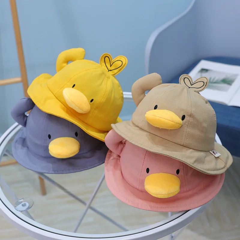 Летняя Модная хлопковая Складная Милая Рыбацкая Кепка с желтой уткой детская