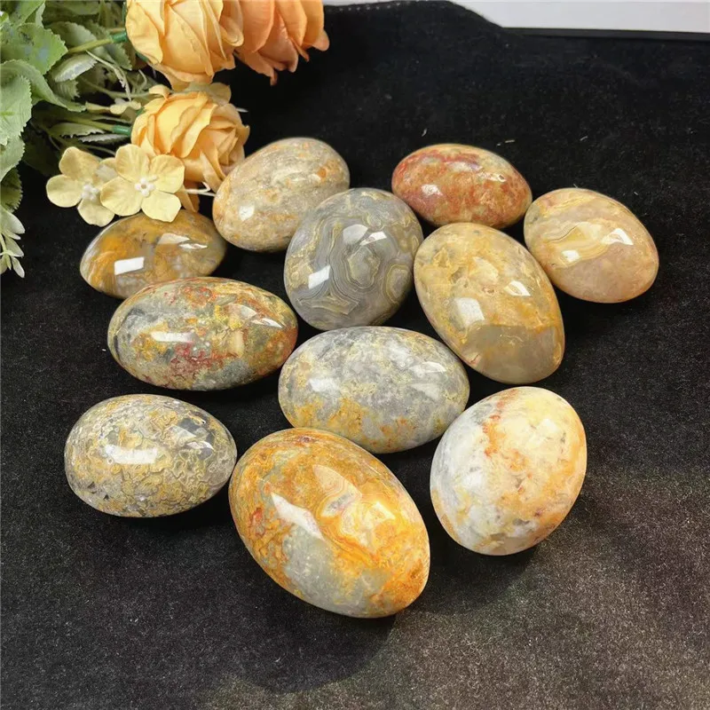 Natural Stone Healing Crystal Reiki Minerals Gems Stone Crazy Agate Palm Stone For Home Decoration