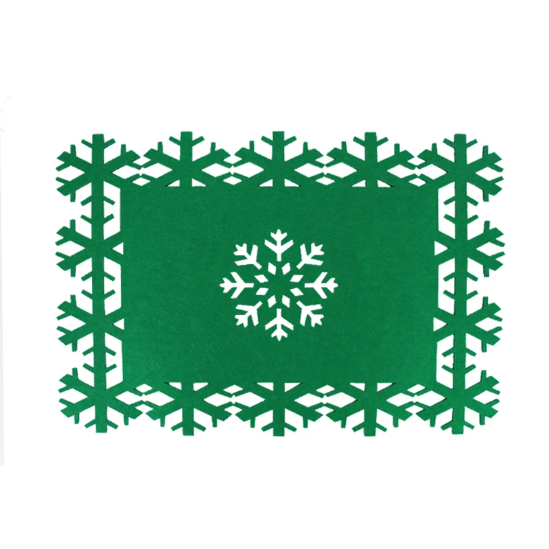 Christmas Snowflake Placemats  Snow Flake Table Mats Reusable Felt Place Mat for Xmas Dining Table Decoration