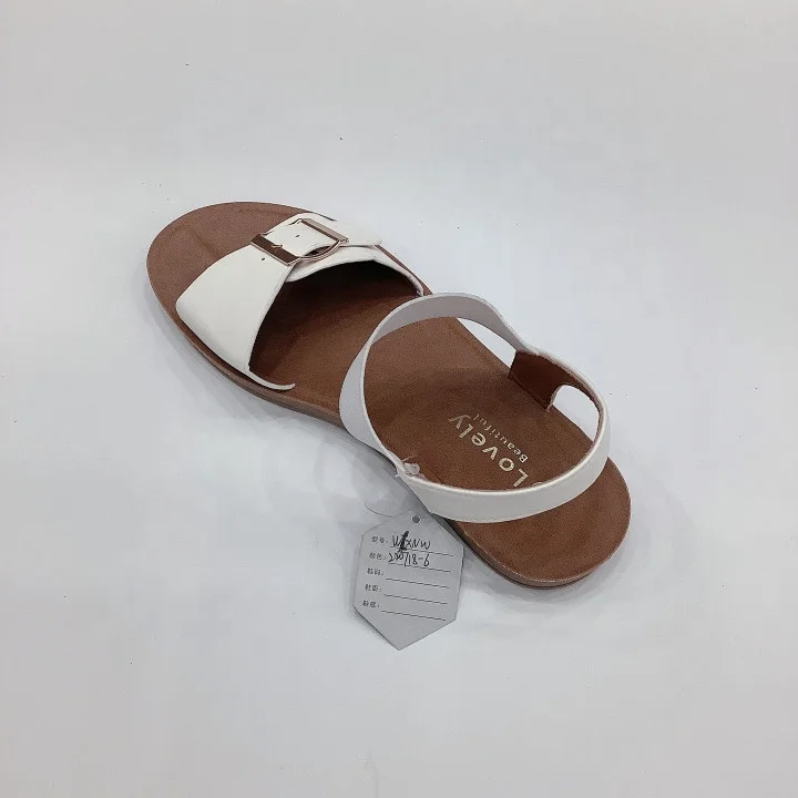 Factory supply summer woman ankle trap buckle sandal anti-slip casual leather flat sandals for women