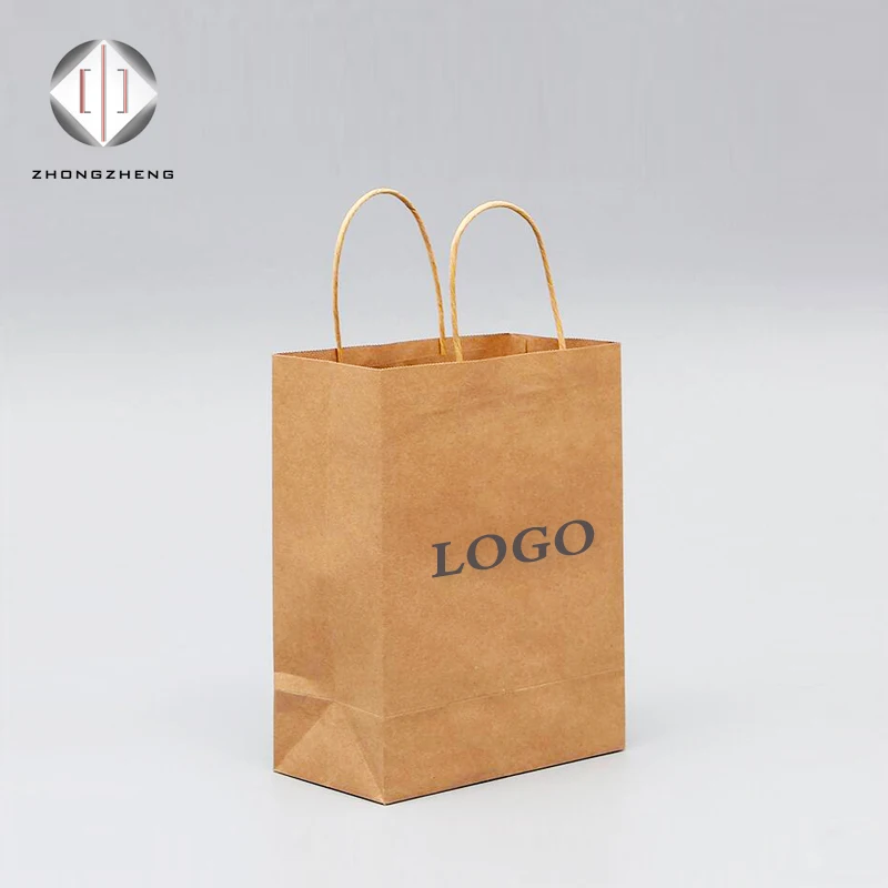 Flexo printing environmental protection recyclable cheap kraft paper shopping gift bags can be customized