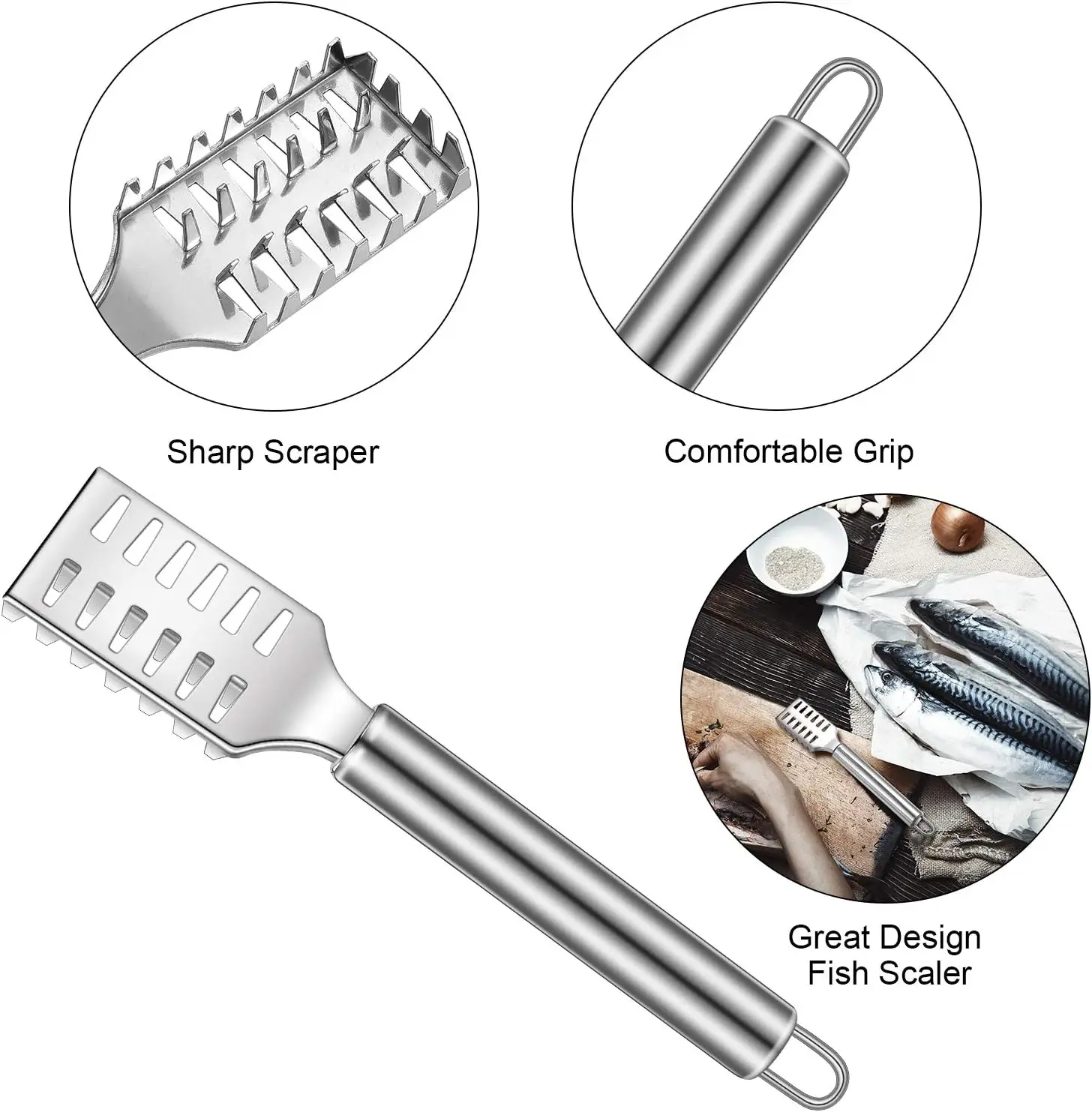 Set of 4 Pieces  Stainless Steel Fish Scales craper  fish scale remover Fish Skin Graters Cleaning Peeler