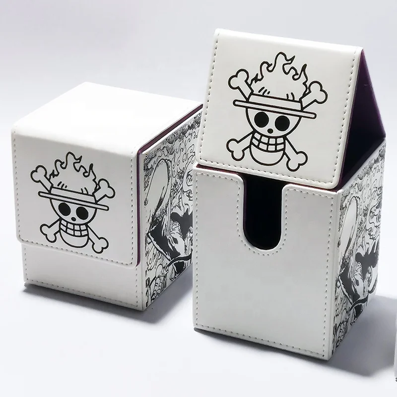 2 Boxes Leather Card Deck Box with 2 Dividers Large Size Fit 100+ Plus Single Sleeved Deck Box for Collectible Cards