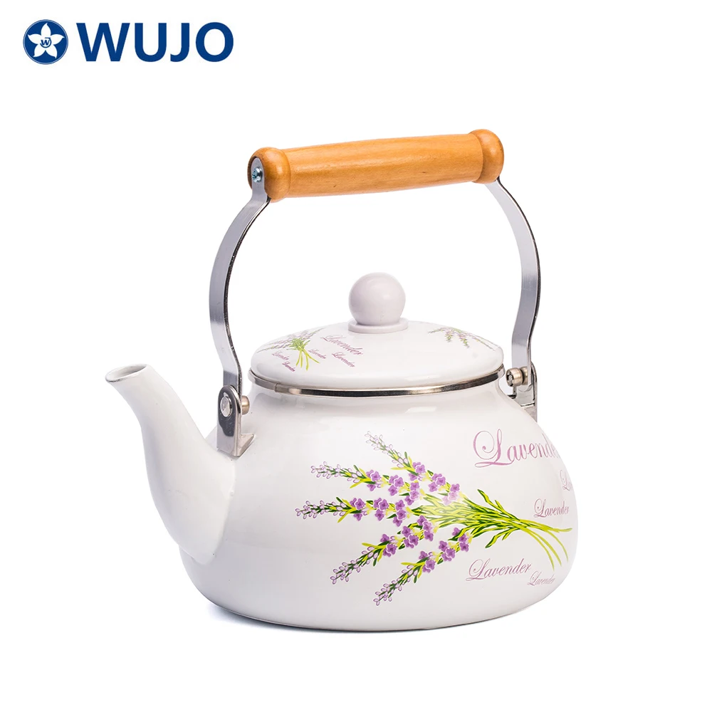 Турецкий эмалированный чайный чайник с деревянной ручкой оптом