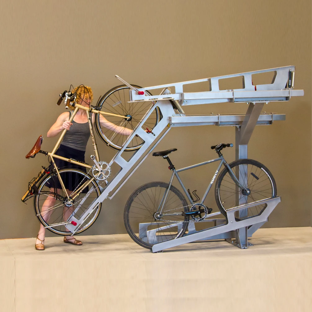 2 tier bike rack stackable cycle vertical bike storage stand for parking rack