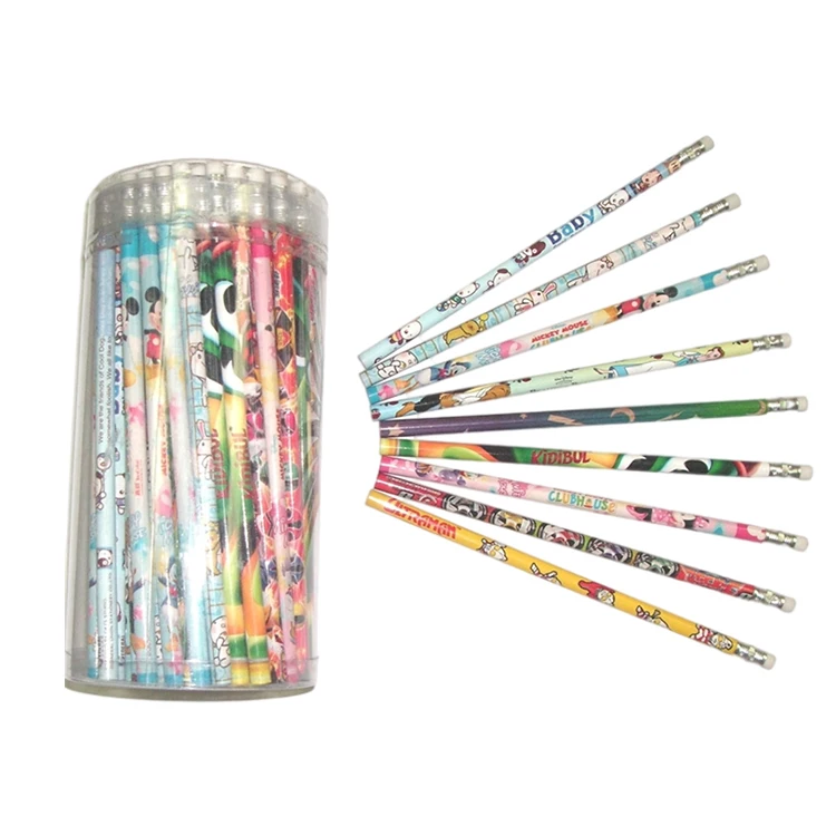 Hot New Products Black Lead Color Wood Body Material Rubber Top Round Shape HB Pencil