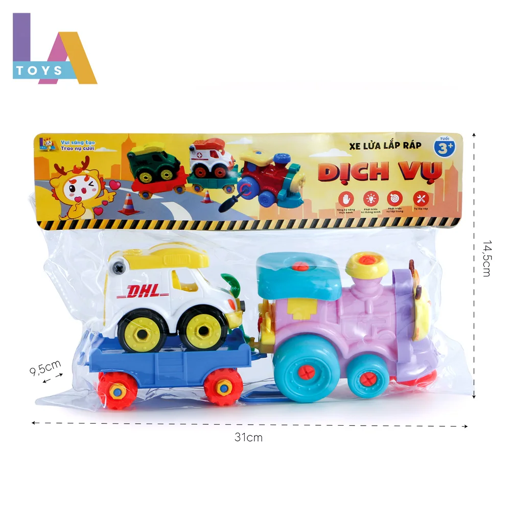 Longthuy Made in Vietnam Inertial trailer truck toy cute shape plastic frivtion Vehicle toy train model car toy for children