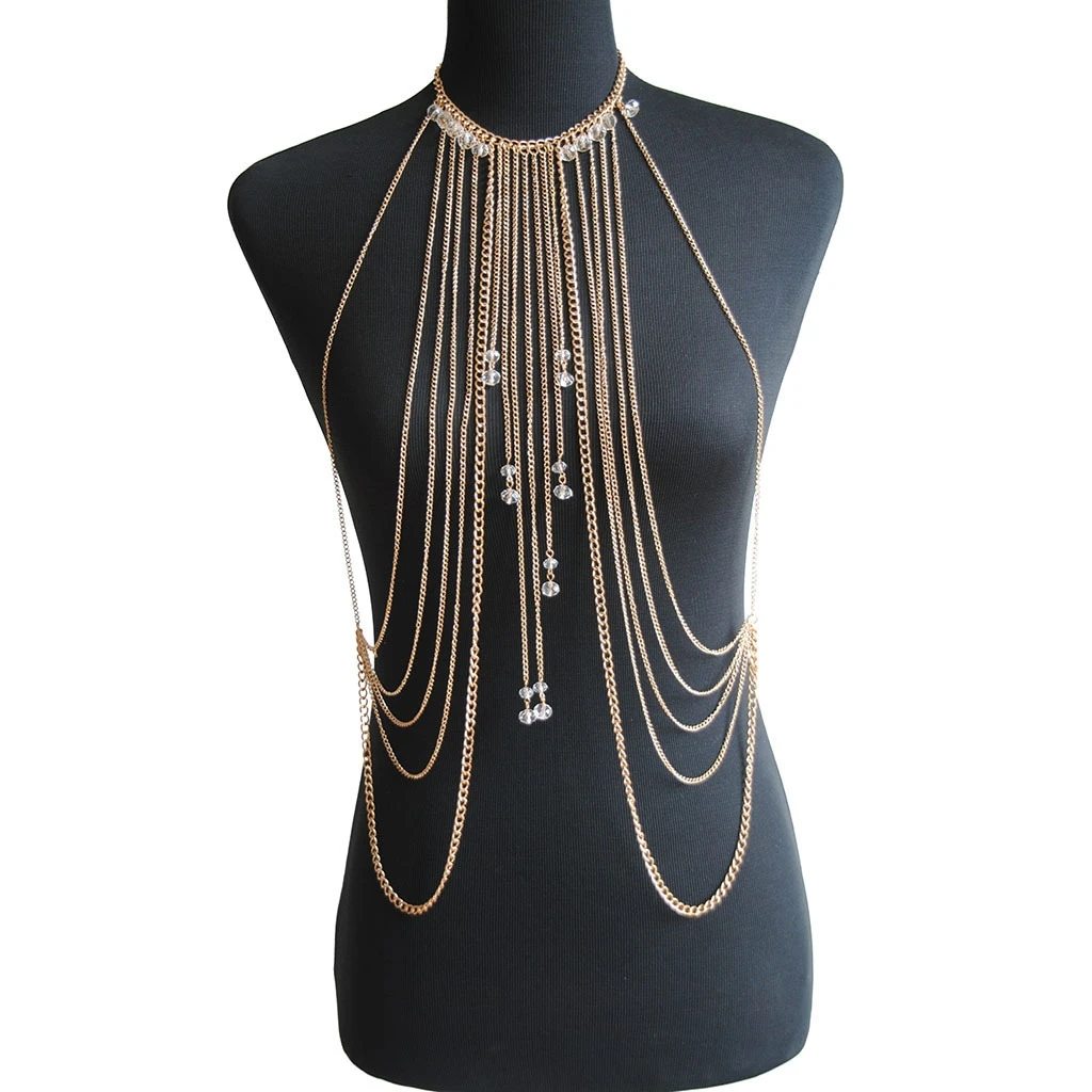 Brave Light Exaggerated Layered Body Chains For Sexy Ladies Trend Necklace Tassel Full Body Jewelry Sexy Accessories For Women
