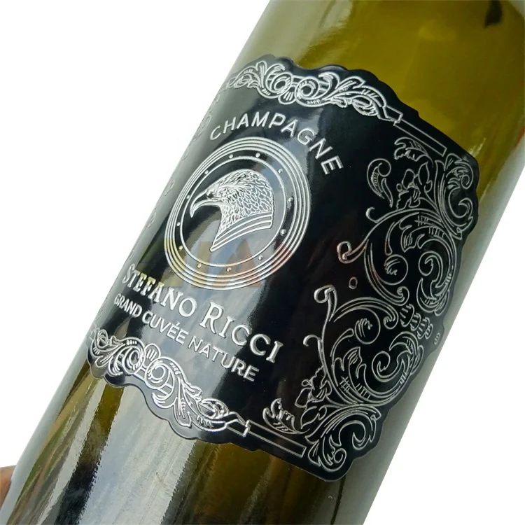 Newest Durable Pewter Wine Label Sticker Waterproof Adhesive Private Gold Label Perfume Textured Paper Label Sticker