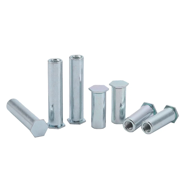 Zinc & Nickel Plated 3.5M3 Carbon Steel Hexagon Blind Stud with Hex Nut Self Clinching Standoff for Sheet Metal