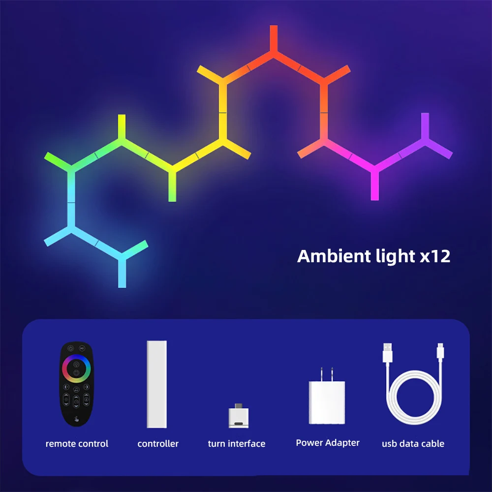 Smart home indoor lighting RGB Symphony Quantum Triangular Splicing led Decoration Strip night light Wall lamps