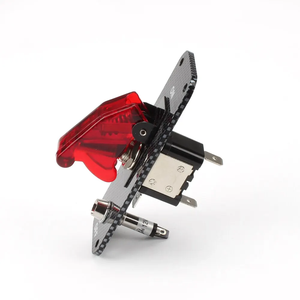 12V Carbon Ignition Engine Start Push Button 1 gang Toggle Switch Panel for Racing car