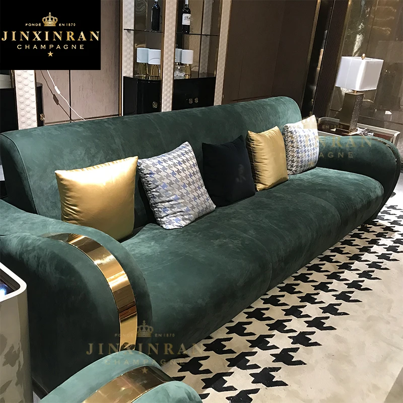 Nordic Style fabric Couch Design loveseat Sofa for home furniture Modern Design Fabric green 4 people sofa