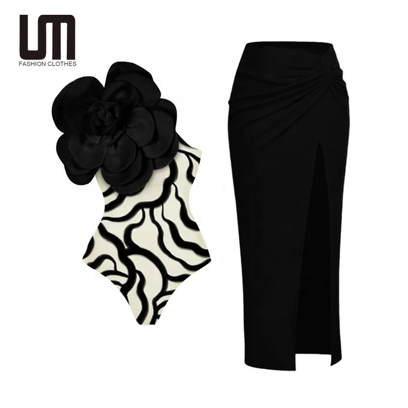 Liu Ming New Arrivals 2024 Women Sexy Flower Pattern One Piece Swimsuit Beachwear Swimwear Bikini Set