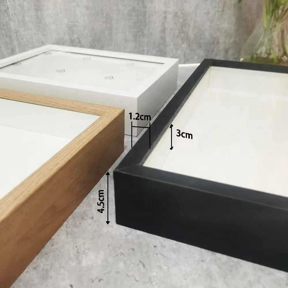 Photo frame depth 3cm wooden picture frame nordic shadow box dried flower specimen holder handmade diy gift home decor