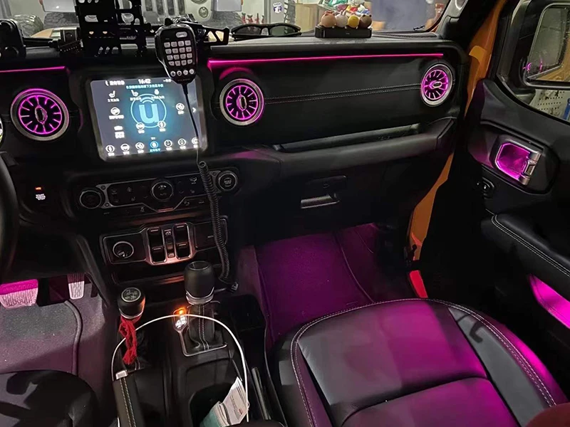 LED Ambient Light For jeep Wrangler JL 2018-2020 Turbine led air vent outlet inlet center console lamp front air condition vent