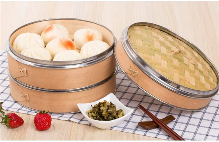 Многофункциональная Бамбуковая Пароварка Премиум ручной работы Rts Mini Dim Sum маленькая круглая овальная из нержавеющей