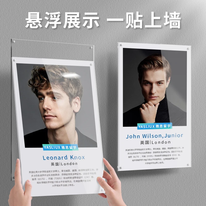 Modern Style A4 Acrylic Photo Frame Magnetic Elevator Advertising Wall Suspension Poster Showcase