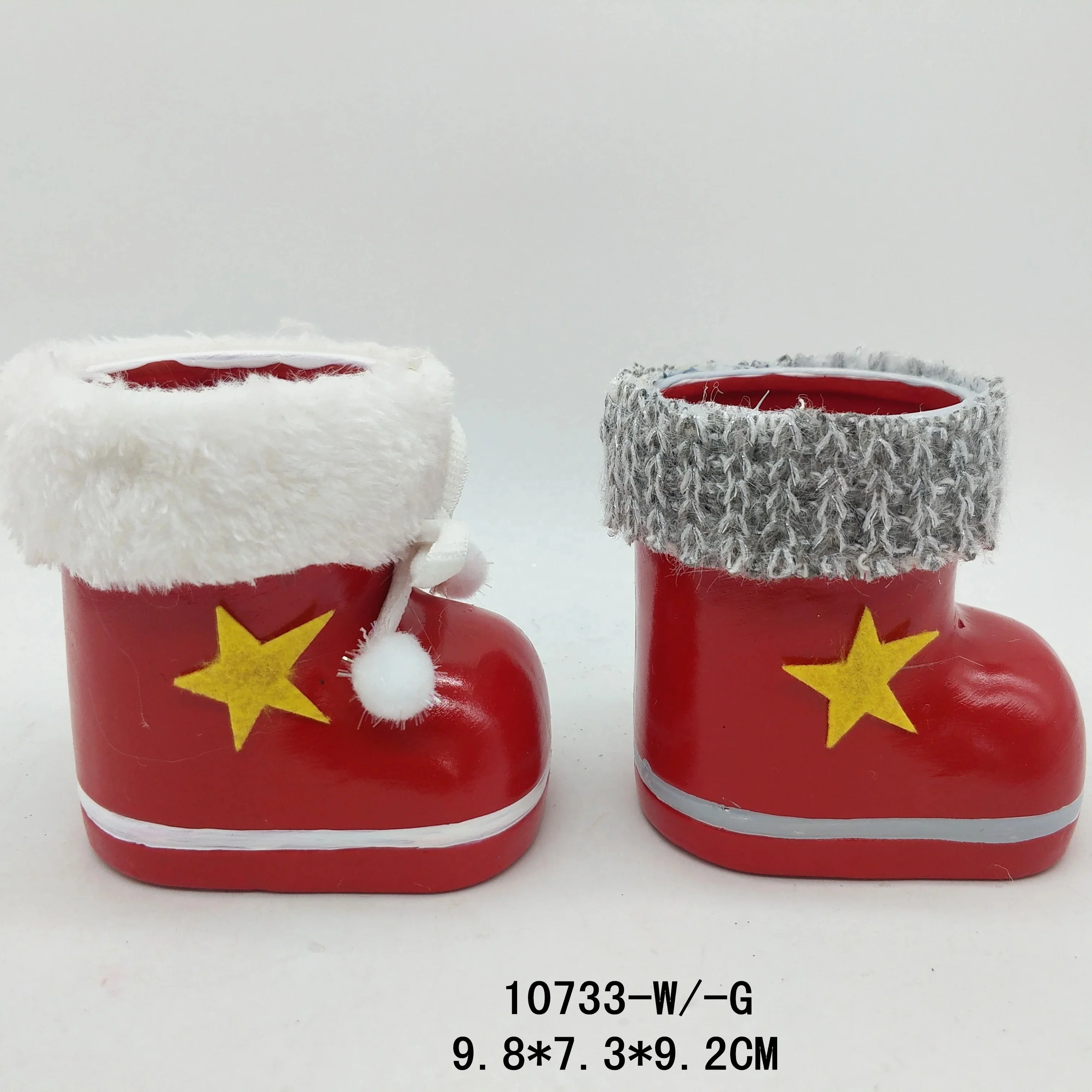 Red Christmas boots shaped Ceramic decoration Christmas flower pot