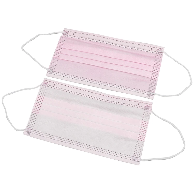 Hot Selling Fashion 3 Ply Disposable Face Masks Pink Non-woven Medical Face Masks