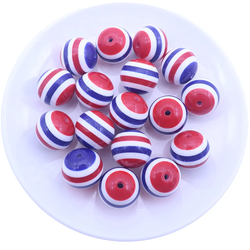 New Arrival 20MM 100pcs Rainbow Acrylic Chunky Bubblegum Resin Striped Loose Beads Fashion for Children Necklace Making