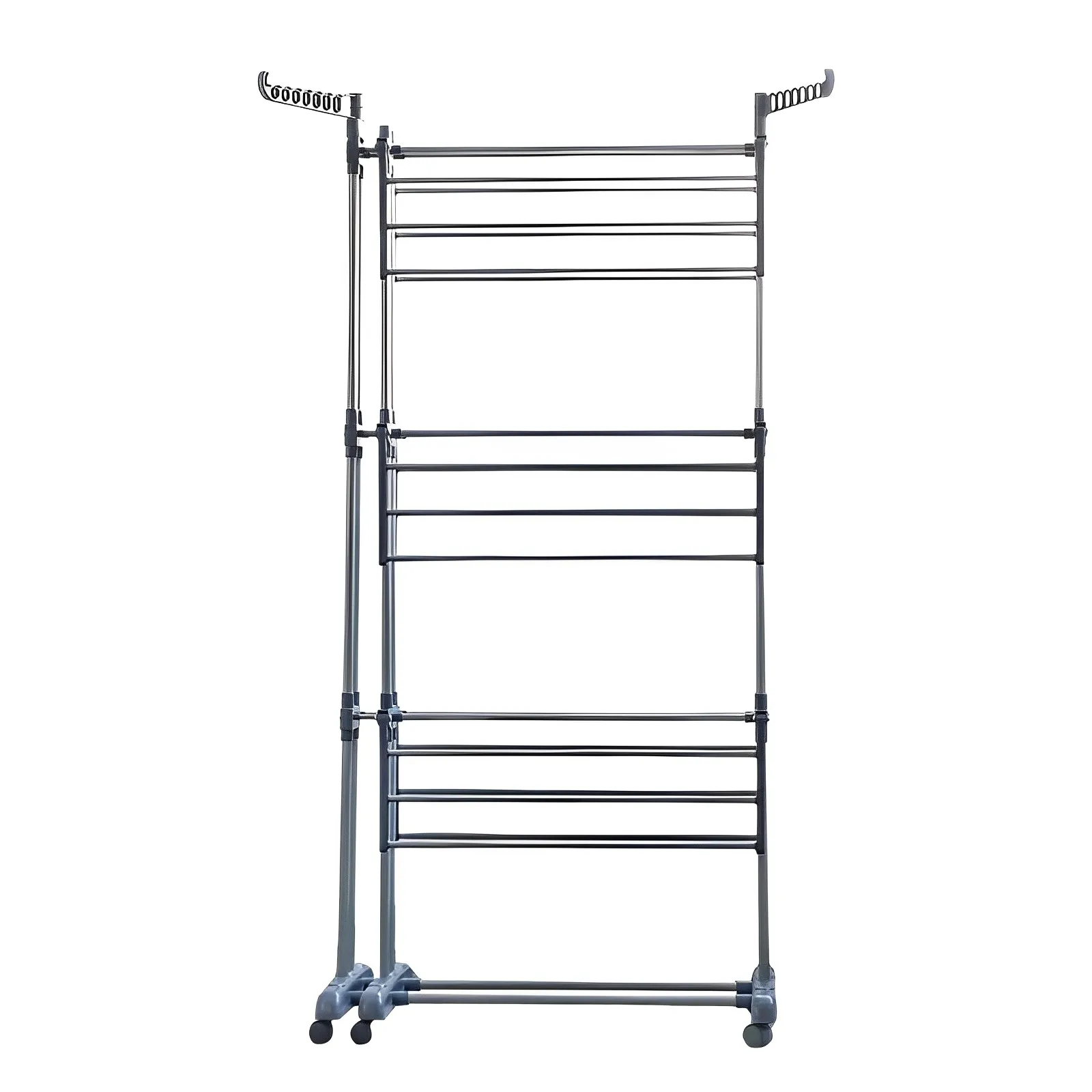 Cloth Drying Rack Folding Clothes Rail 3 Tier Clothes Horses Rack Stainless Steel Laundry Garment Dryer Stand With Two Side Wing