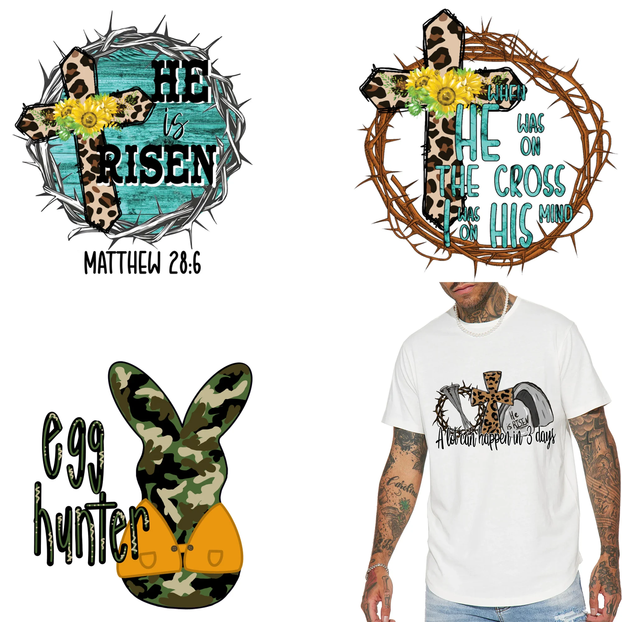 NO MOQ Easter Rabbit Bunny Designs clear film plastisol screen print Heat transfers Custom DTF Print Transfers For T-shirts