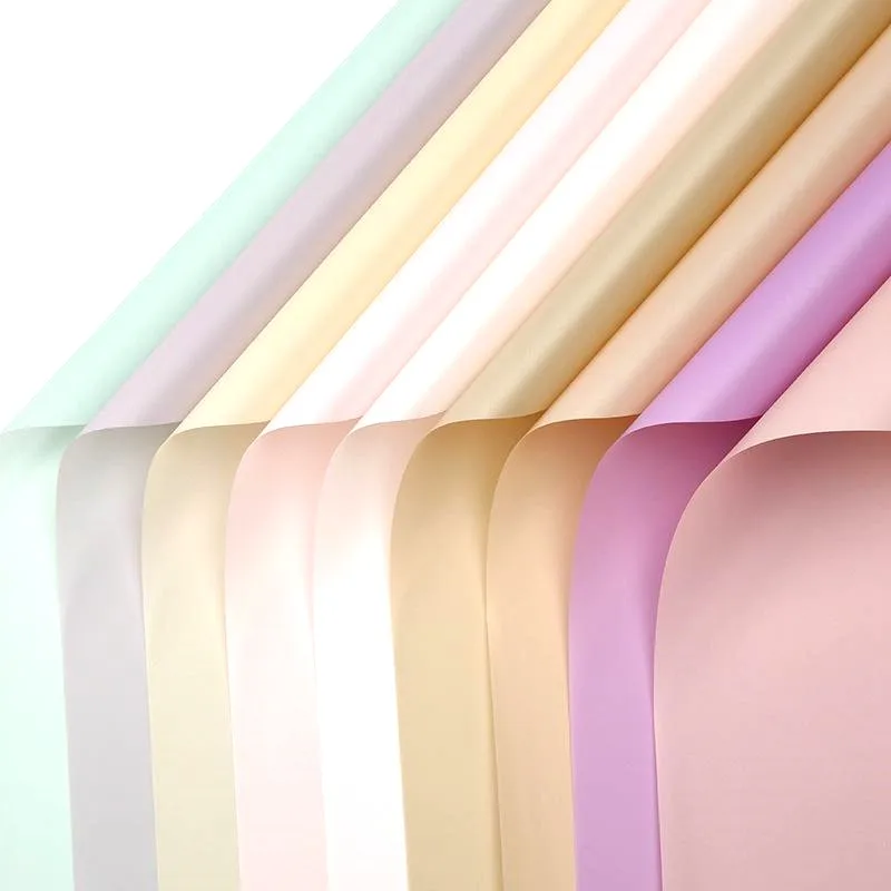 Vintage Pure Color 58*58CM Waterproof Flower Wrapping Paper Matt Plastic Thin Film