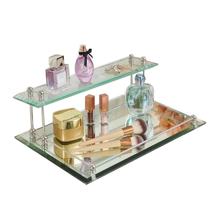 Hotel 2 Layer Server Multilayer Glass Tray Removable Bathroom Bedroom Dressing Table Desktop Storage Container  Home Decor