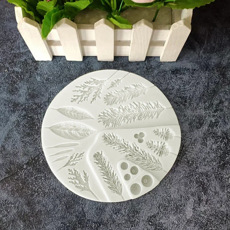 Silicone Sugarcraft Mold Leaf Foliage Christmas Tree Pineal Cone Resin Tools Cupcake Fondant Cake Lace Decorating Baking