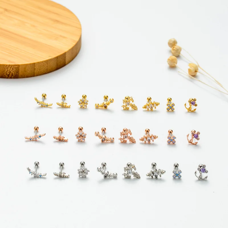 Threadless Push Pin Labret Lip Piercing F136 Ear Cartilage Helix Tragus Stud Body Piercing Ear bone nail earring