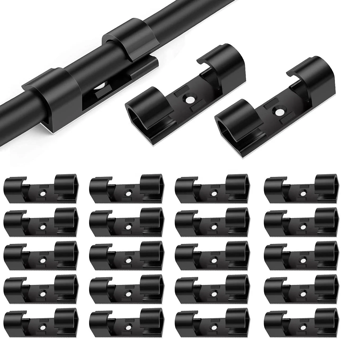 Cable Clips Strong Adhesive Cable Management TV PC Wire Holder, Sticky Mount-Round Plastic Cord Clamps