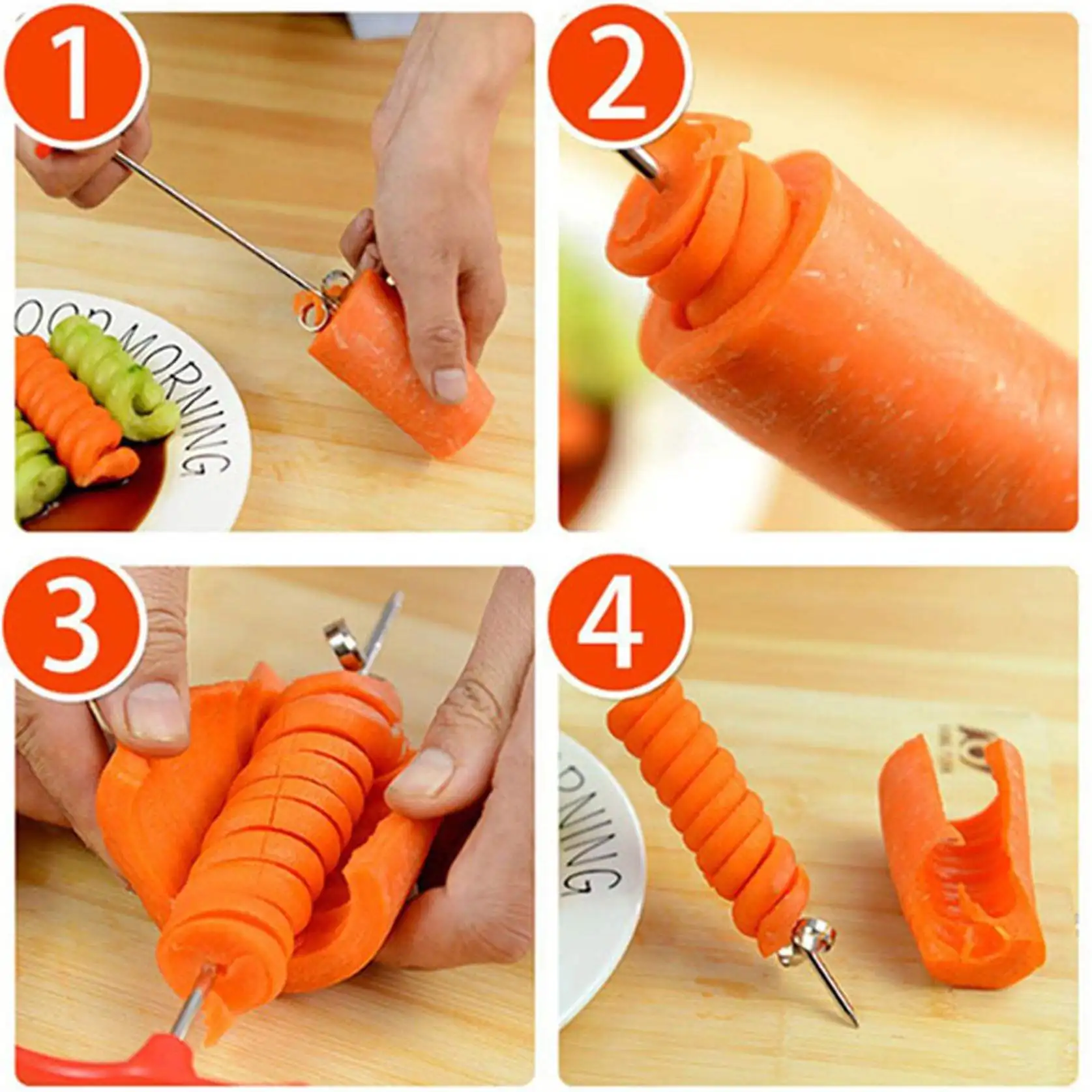 Wholesale Custom Stainless Steel Fruit Vegetable Twist Shredder Squeezers Manual Spiral Screw Slicer Cutter Spiralizer