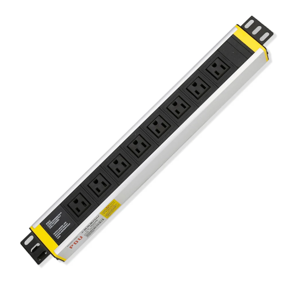 PDU Power Distribution Unit for Cabinet Strip Socket 8 way US Plug Outlets Surge Protector Overload Protection 2m Extension Cord