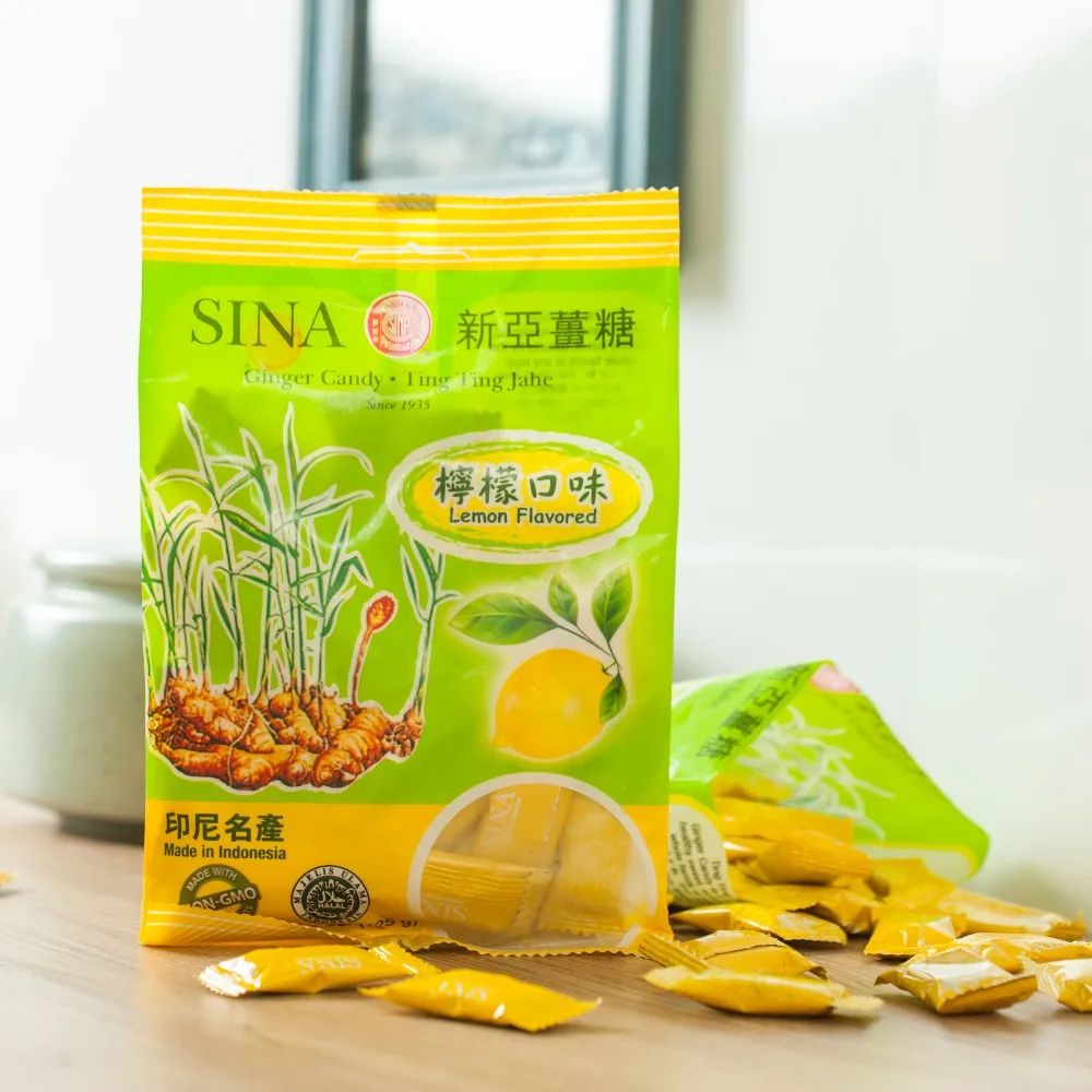 SINA Ginger Candy 125g Lemon Flavor Fruity Soft Candy Indonesia Ginger Candy