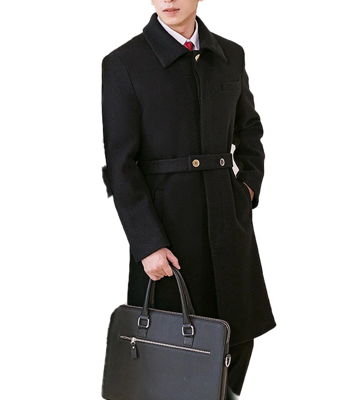2024 OEM Custom men uniform custom logo polyester flight attendant tweed coat men hotel service clothes warm men work uniforms