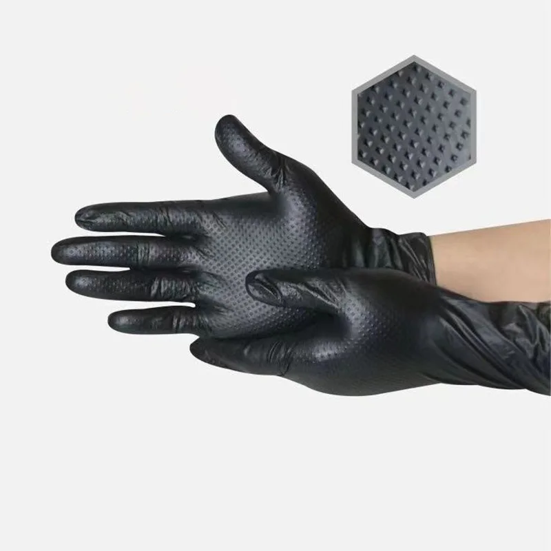 Промышленные черные нитриловые перчатки с алмазной рукояткой виниловые для ремонта автомобилей в гараже 8 мил механические