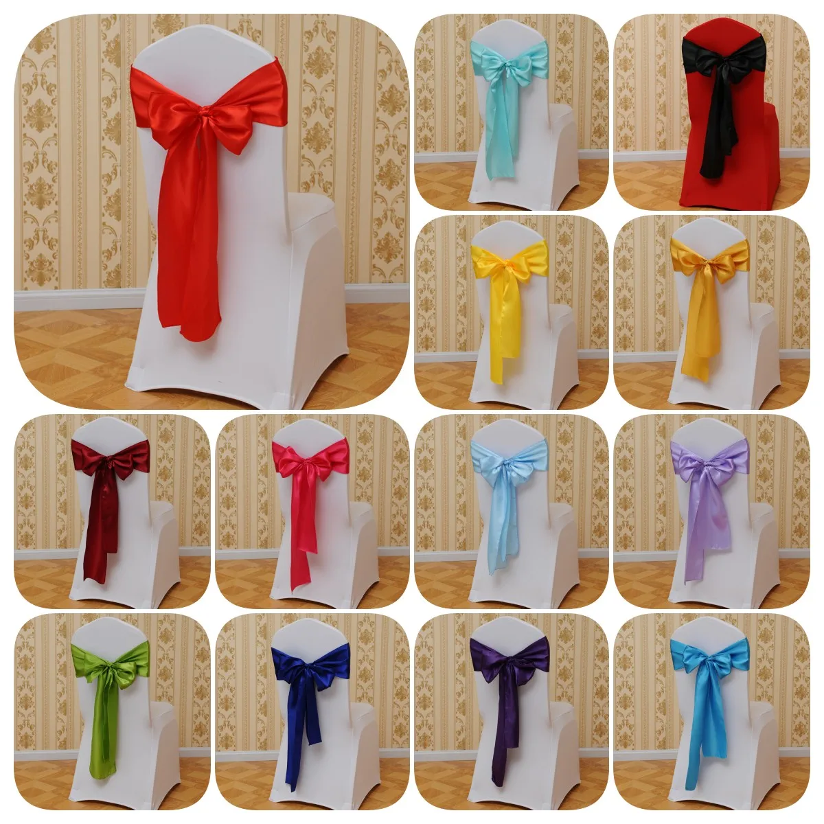 Banquet Chair Sash Bow Satin Chair Sash Blush Pink Sequin Chair Sashes