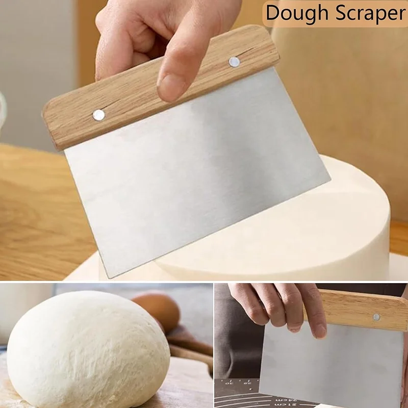 Bread Making Tools Danish Whisk Dough Lame Slashing Tool  Wooden Scraper Tool Used for Pastry Baking Sourdough Starter Kit Set