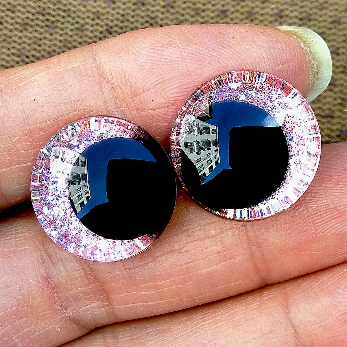 12/14/16/18/20/22/25mm Plastic Crystal Safety Glitter Off Center Pupil Eyes For Amigurumi