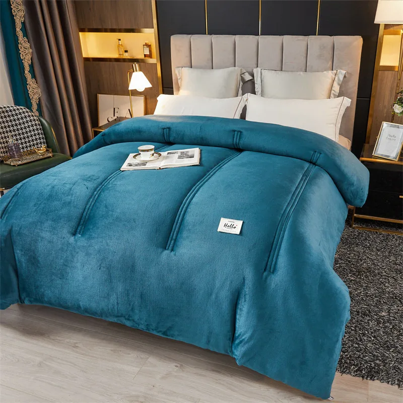 Wholesale Customized Thicken Fleece Milk Polyester Filling Warm Winter Quilt for Full Twin Queen King Size