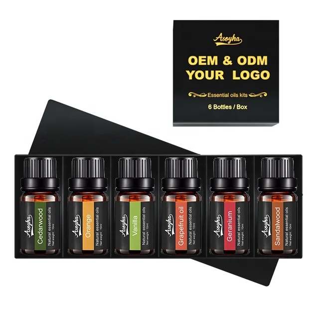 100% Pure Steam Distilled Private Label Diffuser Nebulizer Essential Oil Set jasmine rose Lemon 10ml Set For Air Humidifier