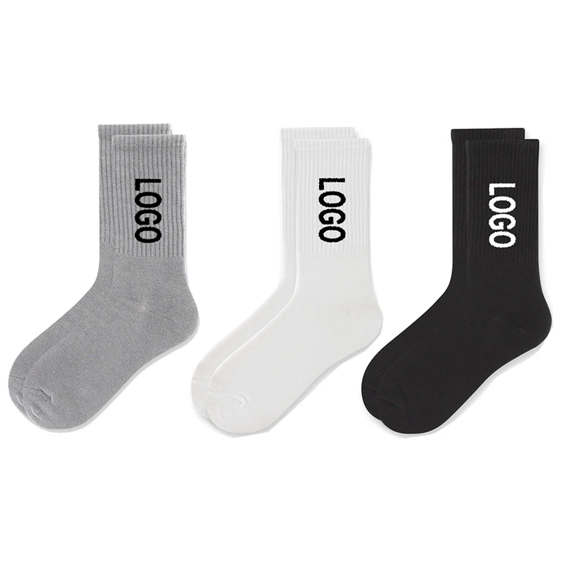 Custom Socks factory high quality socks custom white cotton socks with grass writing logo