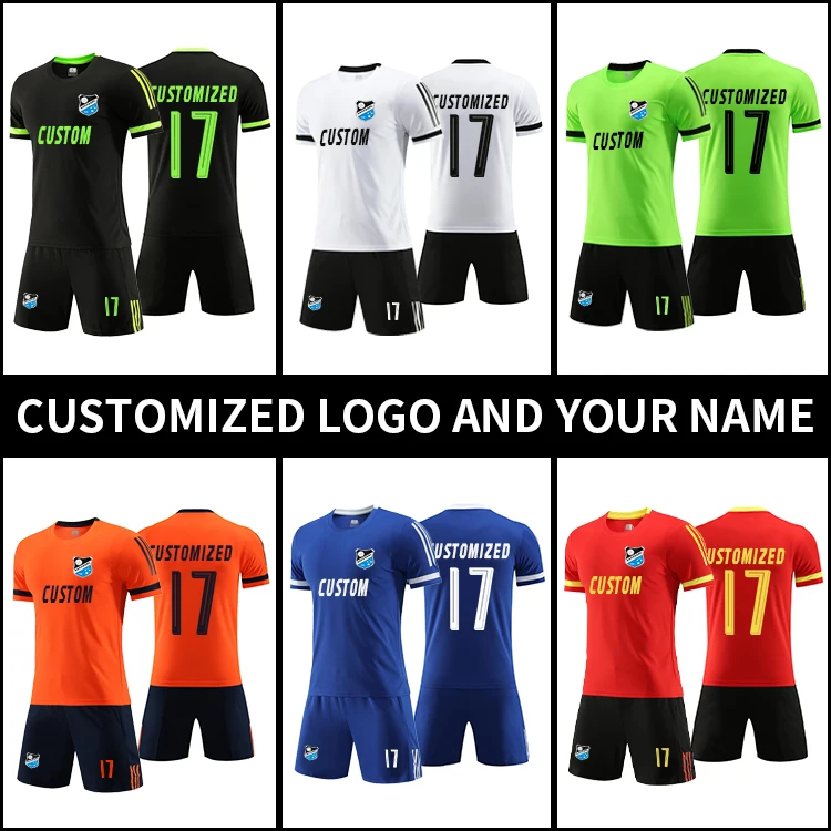 Wholesale Men Football Shirts Soccer Wear Uniform Football Jersey Custom Soccer Jersey Set Kids Soccer Wear