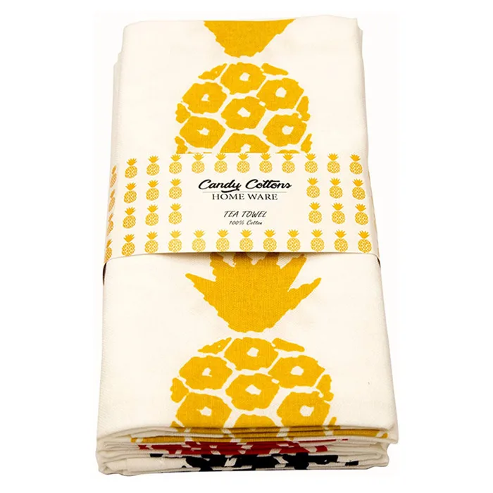 Wholesale natural linen cotton tea towels custom screen printed dishcloths