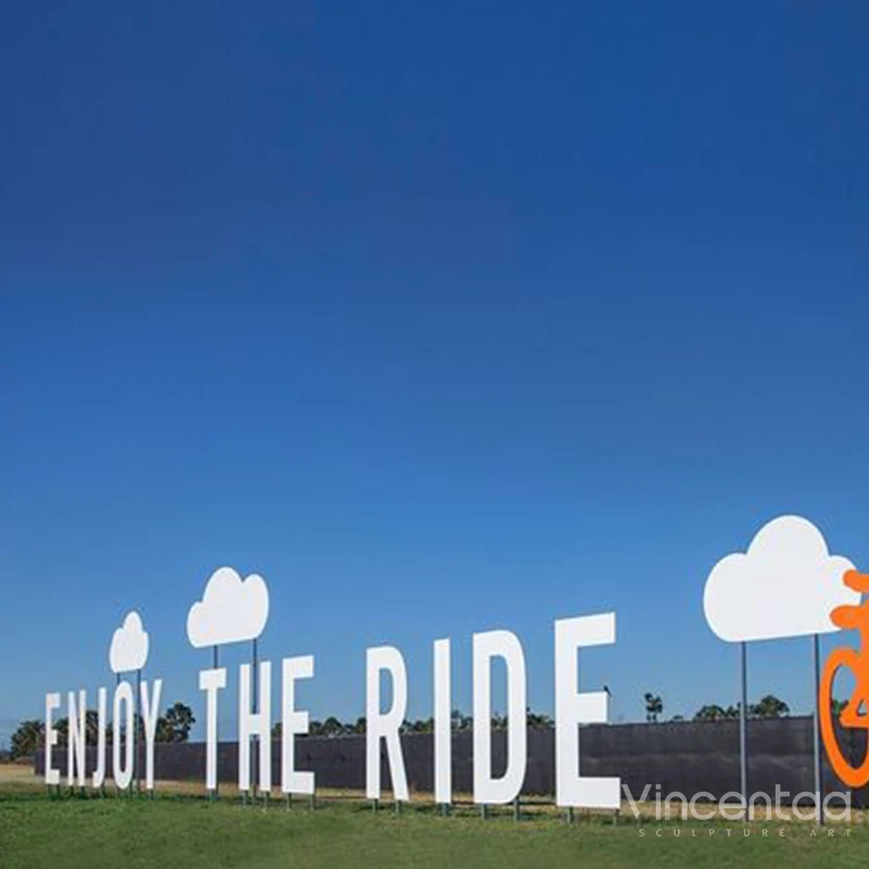 Vincentaa Large Stainless Steel Park Sign Floor Signboard Making 3D Customizable Acrylic Sculpture