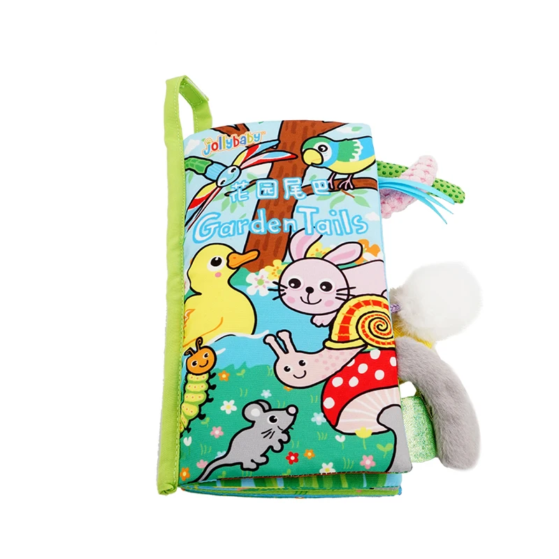 
Jollybaby 2019 New design black and white animal tails soft cloth book fabric baby toy J001U 