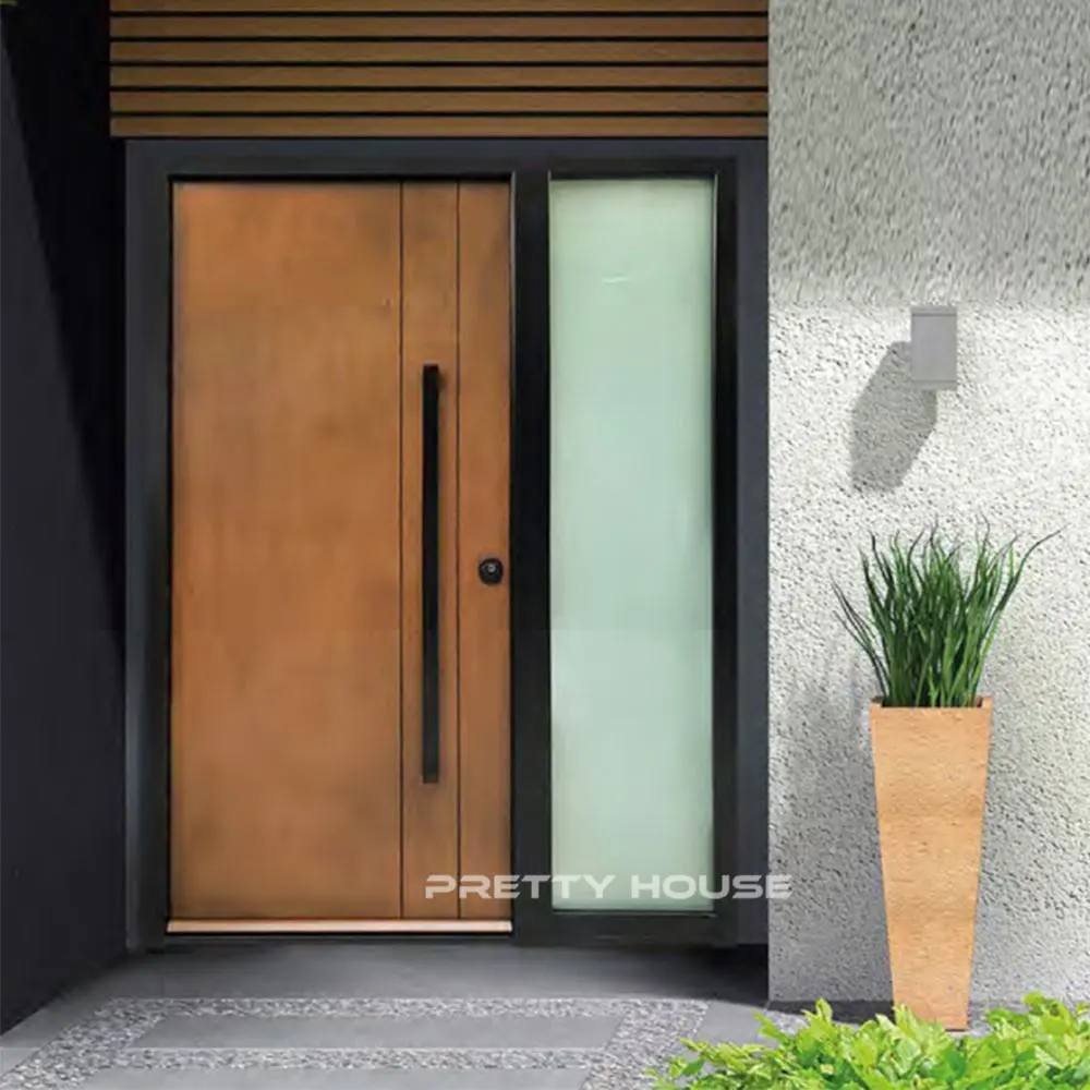 Modern House Villa Exterior Door Stainless Steel Front Entrance Pivot Entry Door